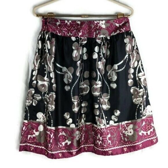 Apostrophe Black Gray & Purple Floral Skirt Waist 28" Length 22" Long Size Small - Picture 1 of 6